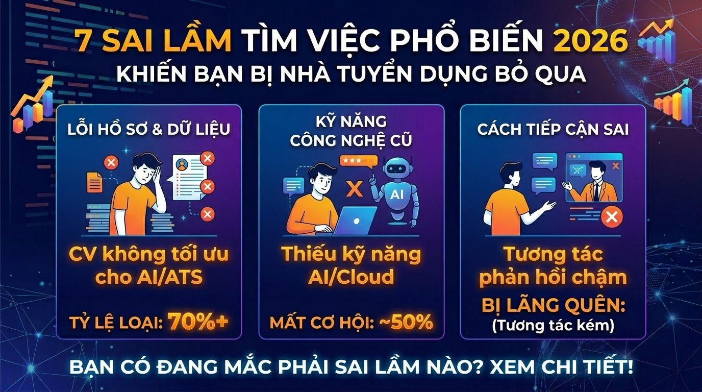 7 Sai Lầm Tìm Việc Phổ Biến 2026 Khiến Bạn Bị Nhà Tuyển Dụng Bỏ Qua
