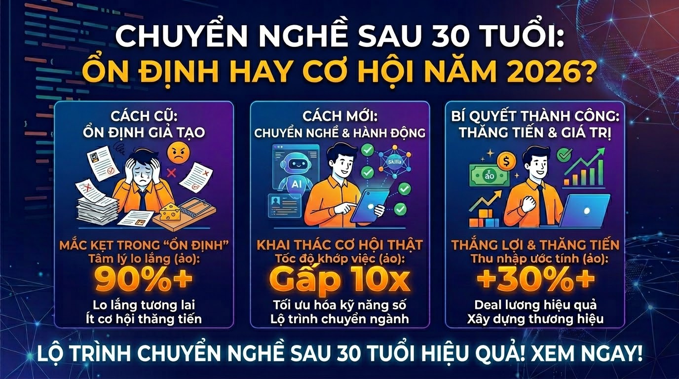 Chuyển Nghề Sau 30 Tuổi Năm 2026: Từ Bỏ Ổn Định Giả Tạo, Nắm Bắt Cơ Hội Thật